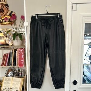 A new day Black Faux Leather Joggers size medium